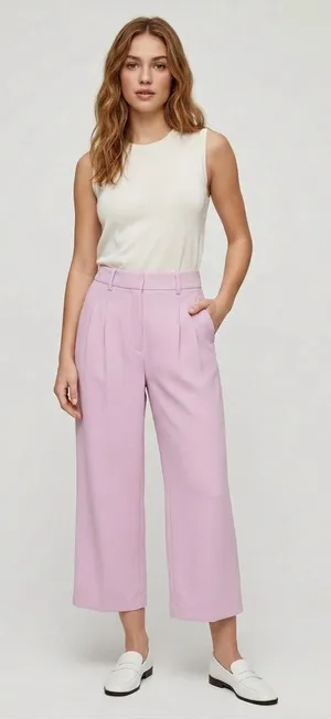 Wilfred Lilac Cropped Wide-Leg Trousers thumbnail 1