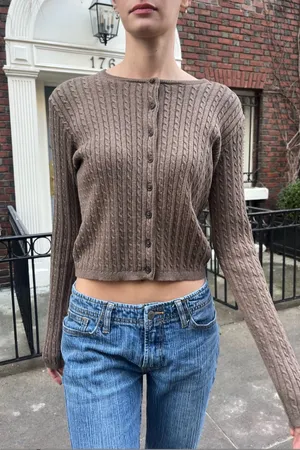 Brandy Melville Zoe Cable Knit Cardigan Brown thumbnail 2