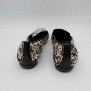 Handmade Italian Sequin Flats Gold Silver‎ Loafers Smoking Slippers EU 38 7.5-8 thumbnail 5
