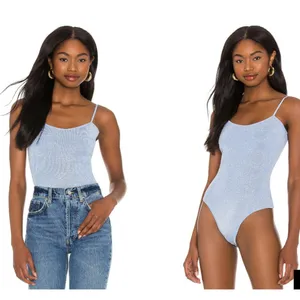 superdown Sparkly Blue Mari Knit Bodysuit Size Small Icy Blue thumbnail 2