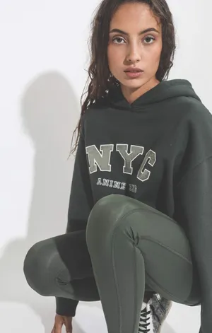 Anine Bing Vincent Hoodie NYC Charcoal Green thumbnail 1