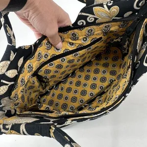 Vera Bradley Sherry Mini Tote in‎ Yellow Bird Quilted Black & Yellow Handbag thumbnail 4
