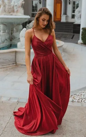 LA FEMME Satin Ballgown in Wine Size US 10 thumbnail 1