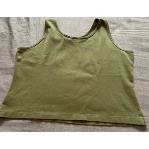 Liz Baker Petite Womens Large Tank Top Olive Green Scoop Neck Cotton Lycra thumbnail 11