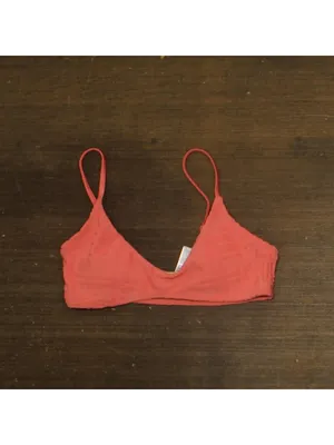 NEW Cotton On Womens Super Scoop-Neck Bikini Top Shell Pink Terry Jacquard S thumbnail 4