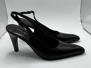 Via Spiga Italy Women's Pump VTG 90’s black leather pointy toe slingback size 6 thumbnail 1