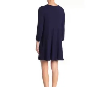 NWT Womens Anthropologie Blu Pepper Navy Blue Ribbed Button Baby Doll Dress - S thumbnail 2