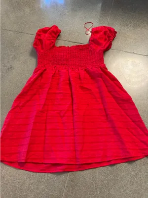 Le Lis Red Smocked Puff Sleeve Mini Dress thumbnail 3