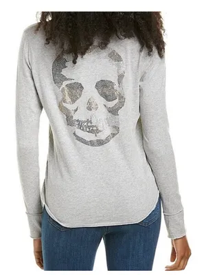 Zadig & Voltaire Tunisien Glitter Skull Henley Large thumbnail 1