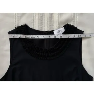 Ann Taylor Loft Size 4 Black Shift Dress Pocket Ruffle Trim Career Cocktail EUC thumbnail 8