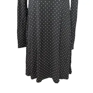Old Navy A-Line Dress Polka Dot Print Long Sleeves Knee Length Black Women's S thumbnail 3