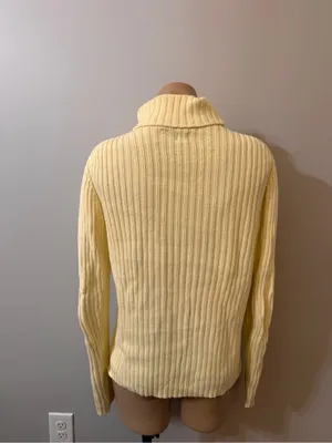 GAP Ribbed Butter Yellow Turtleneck Sweater 90s mom 1999 Medium thumbnail 3