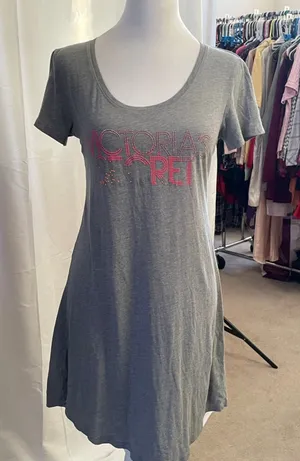 Women's Victoria's Secret Gray Pink Pajama Nightgown XS thumbnail 1