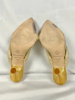 Antonio Melani Linen Tweed Knotted Mule Heels Cream Beige Sz 6 Prisella Sandal thumbnail 6