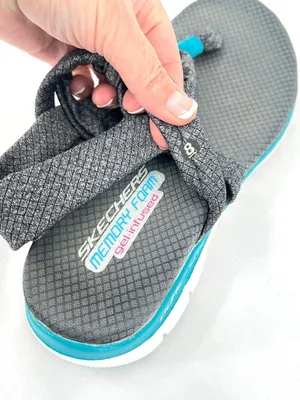 Skechers Cali Meditation Studio Gray Teal Slingback Toe Post Sandals Women’s 8 thumbnail 5