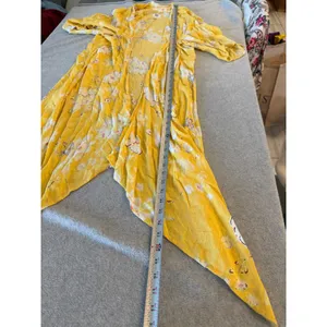 Billabong Yellow Floral Kimono Cardigan Duster Womens S/M Rayon Boho Cover Up thumbnail 8