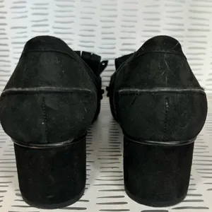 Franco Sarto Womens Black Suede Studded‎ Kiltie Loafer Block Heels Size 8.5M thumbnail 6