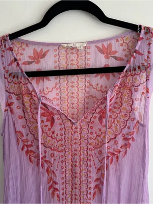 Anthropologie Floreat Wisteria Silk Sheer Boho Dress thumbnail 8