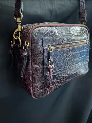 Joelle Hawkins Women’s Croc-Embossed Crossbody Bag Burgundy thumbnail 12