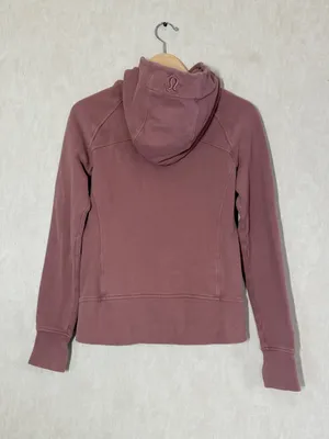 Lululemon Women’s Scuba Full Zip Hoodie Light Cotton Fleece in Pink Mauve a8 thumbnail 4