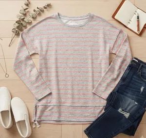 Lou & Grey Striped Long‎ Sleeve Top with Side Zip Detail Sz S thumbnail 1