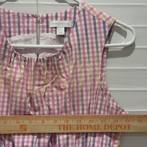 Charter Club Women S Cotton Preppy Party Plaid Midi Baby Shower‎ Pink Blue Dress thumbnail 7