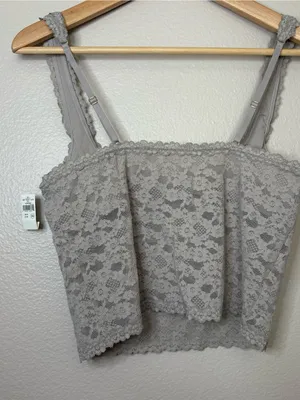Aerie lace top grey summer beach coquette party medium trending thumbnail 5