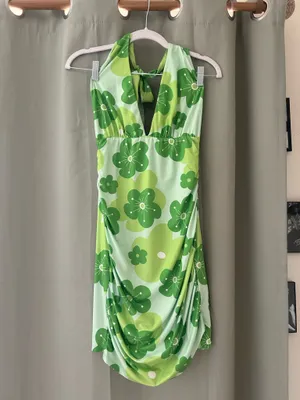 White Fox Green floral halter neck bodycon dress thumbnail 2