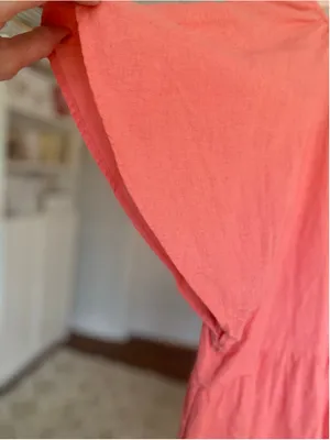 Universal Threads Linen Tiered Mini Dress Coral XL Boho Vaca Beachy Romantic Chic thumbnail 6
