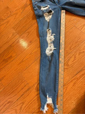 Express Mid Rise Ankle Legging Jeans Size 6 Distressed Frayed Hem Stretch Skinny thumbnail 6