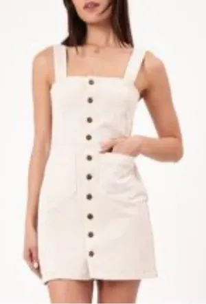 H and M White Cream‎ Denim 100% Cotton Mini Dress Romper size 6 thumbnail 1