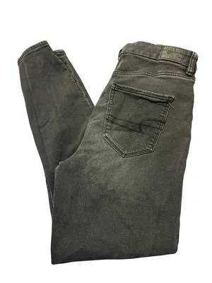 American Eagle Curvy Super Hi Rise Jegging Black Next Level Stretch Distress 10 thumbnail 4