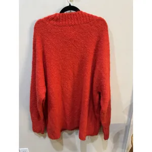 New Aerie Fuzzy Plush Teddy Oversized V-Neck Sweater Red Women's Size XXL Cozy thumbnail 14
