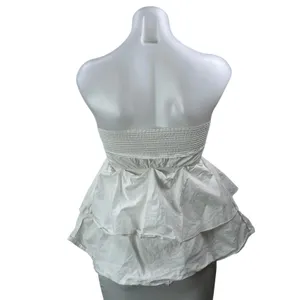 Aritzia Babaton White Strapless Bandeau Tiered Ruffle Peplum Blouse Top Size XXS thumbnail 3