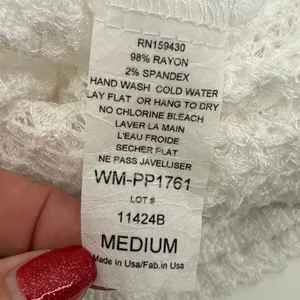 Elan White Waffle Knit‎ Dolman Sleeve Relaxed Fit Sweater Top Women's Medium thumbnail 6