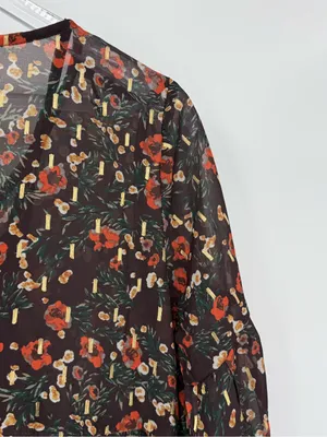 Natural Life Dress Size Small Brown Midi Floral V Neck Bell Sleeve Tiered Boho thumbnail 8
