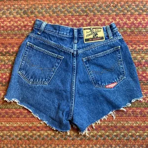 Vintage No Excuses Dark Wash High Rise Cheeky Denim Cut Offs Mom Shorts thumbnail 2