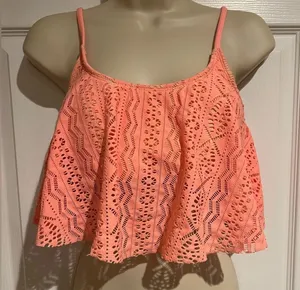 Xhilaration Melon Coral Crochet Adjustable Straps Bikini Top‎ Women’s Large thumbnail 1
