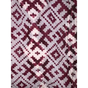 Womens Geometric Diamond Print Long Sleeve Button Down Midi Shirt Dress Burgundy thumbnail 6
