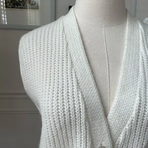 Vintage 60s Glentex Ivory Wide Ribbed Cropped Sweater Vest S thumbnail 3