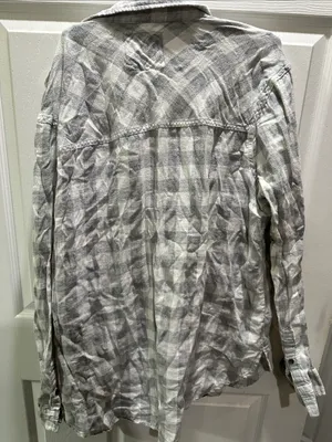 Abercrombie & Fitch Gray and White Plaid Shirt thumbnail 3
