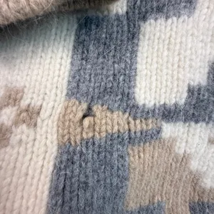 Classiques Entier Lambswool Angora Geometric Turtleneck Sweater Cream Grey XS thumbnail 6