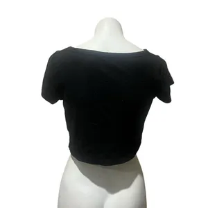 Madewell Womens Cropped T-Shirt Size M Black Solid Scoop Neck Short Sleeve thumbnail 3