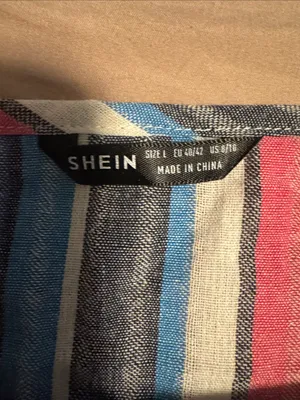 SHEIN Striped Blue Pink Green Multi-Color Women's Shorts Set thumbnail 4