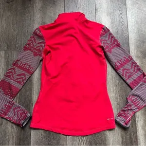 Nike Pro Dri-Fit Long Sleeve 1/2 Zip Pullover Running Top Red Pattern Size Small thumbnail 7