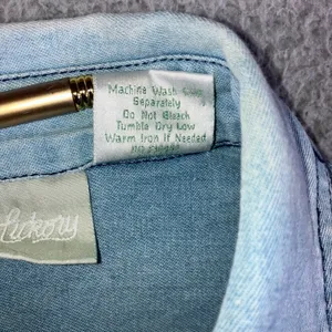 220 Hickory‎ Denim Button Up Shirt Women M Embroidered Feather Western Chore Vtg thumbnail 9
