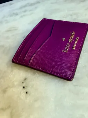 kate spade Purple Saffiano Leather Card Case with Gold Logo purple/violet 💜 thumbnail 6