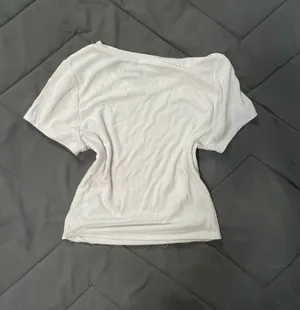 Bozzolo White ribbed top thumbnail 3