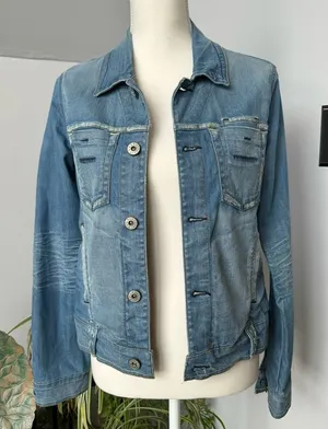Yanuk Distressed 6 Pocket Distressed Denim Blue Jean Jacket Y2K size Small‎ thumbnail 1