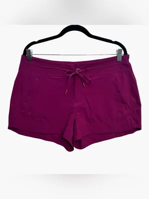 Athleta Hudson Board Shorts Women Size 10 Magenta Berry Stretch Drawstring thumbnail 3